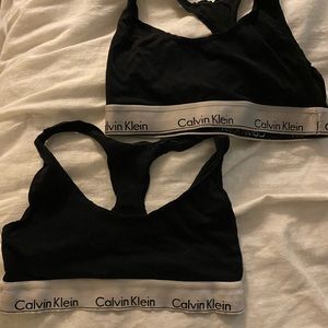 Two Calvin Klein sports bras